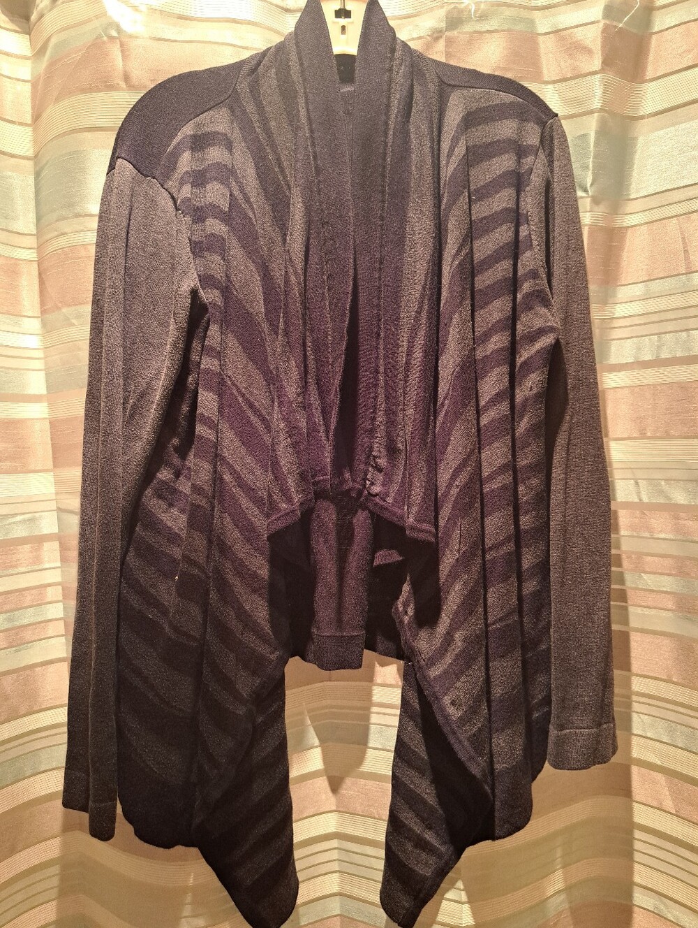 Ivanka Trump Open-Front Striped Draped Cardigan Sweater
